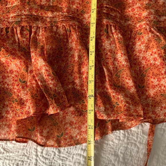 Joie‎ Women's Bree orange caramel multi Mini Silk long sleeve Dress size 4 - Picture 9 of 14